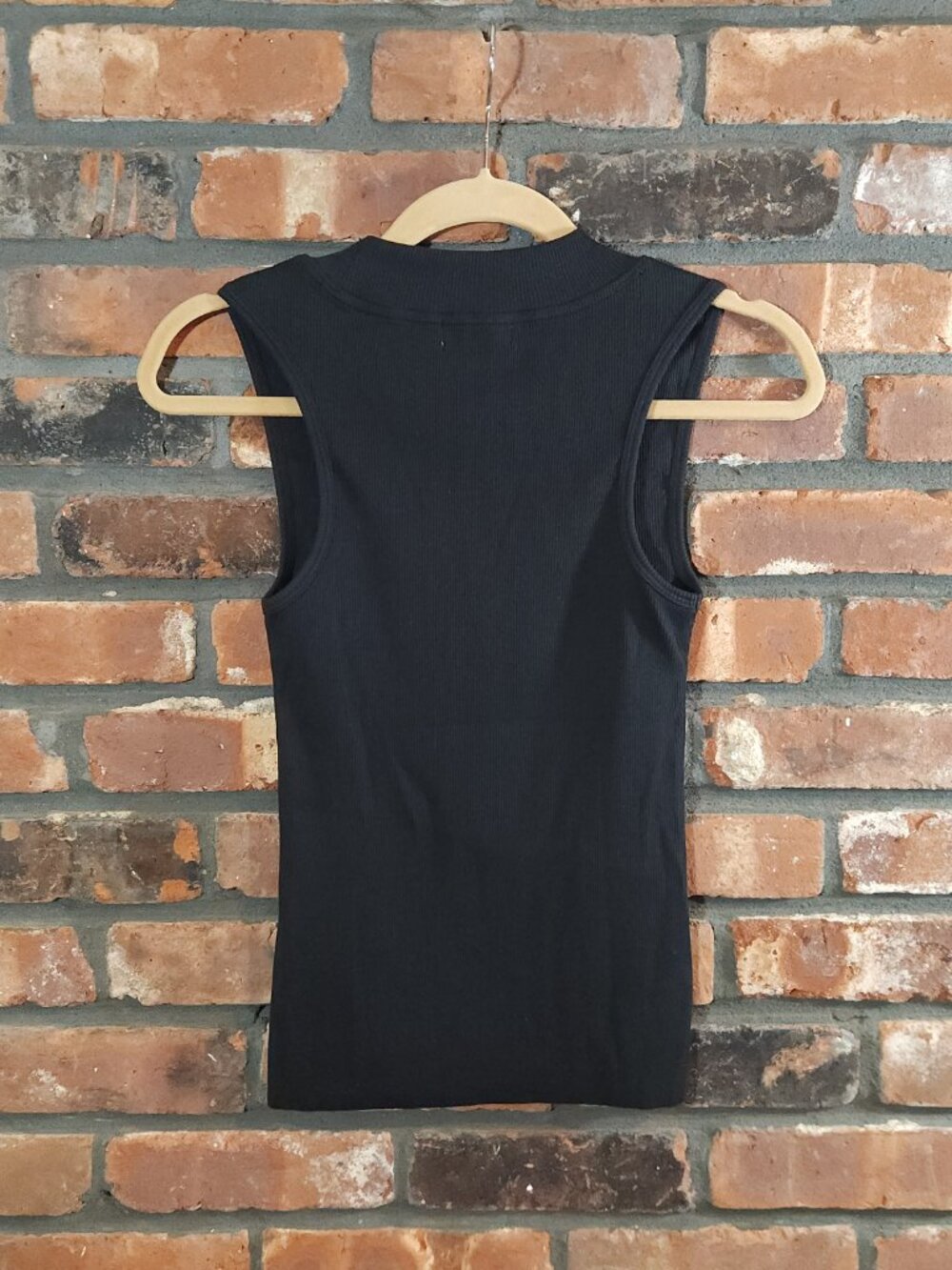 Nation Joan Ribbed Mock Neck Tank Top in Black 90s Minimalist Chic Women's S - Picture 8 of 10